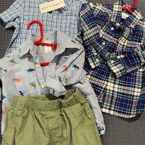18 month boy bundle - Ralph Lauren Kids Multicolor Plaid and Dinosaur Shirt Set